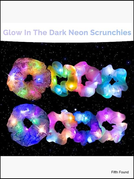 8 LED Light Up Scrunchies Hair Ties Glow Party Rave main image 5